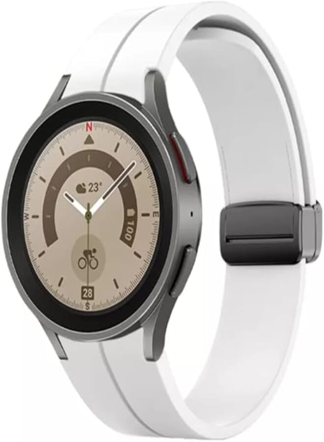 Dado Silicone Strap With Magnetic folding Buckle Compatible with Samsung Galaxy Watch 6 Classic 47/43mm | 5 Pro 45mm | 4 Classic 46/42mm | Watch 6/5/4 44/40mm, Special strap No Gap design